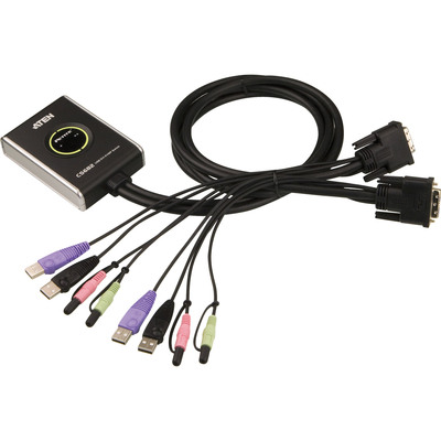 ATEN CS682 KVM-Switch 2-fach, DVI-D, USB, Audio, integrierte Kabel (Produktbild 1)