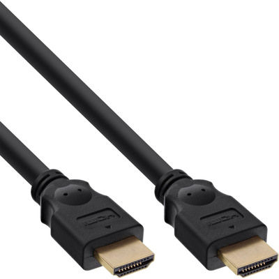 InLine® HDMI Kabel, HDMI-High Speed, ST / ST, verg. Kontakte, schwarz, 0,3m (Produktbild 1)