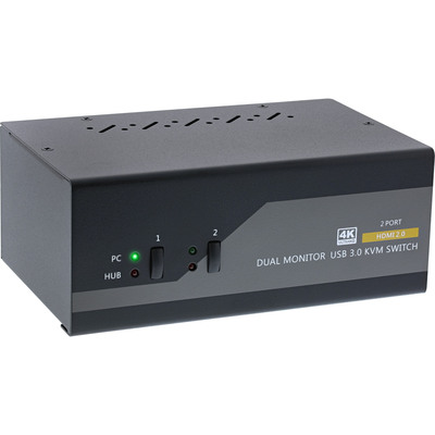 InLine® KVM Desktop Switch, 2-fach, Dual Monitor, HDMI, 4K, USB 3.0, Audio (Produktbild 1)