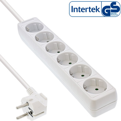 InLine® Steckdosenleiste, 6-fach Schutzkontakt, weiß, 1,5m (Produktbild 1)