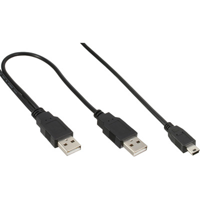 InLine® USB Mini-Y-Kabel, 2x Stecker A an Mini-B Stecker (5pol.), 1,0m (Produktbild 1)